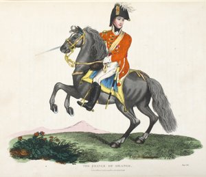 El Príncipe de Orange, ilustración de Un Relato Histórico de la Batalla de Waterloo por William Mudford, 1816 de English School