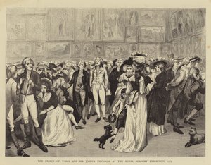 El Príncipe de Gales y Sir Joshua Reynolds en la Exposición de la Real Academia de English School