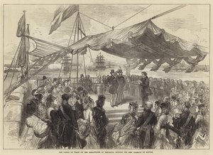 El Príncipe de Gales en el rompeolas de Holyhead, inaugurando el nuevo puerto de refugio