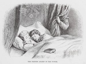 Los príncipes dormidos en la torre (grabado) de English School