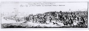 La Procesión de Carlos II (1630-85) y su Nueva Reina, Catalina de Braganza (1638-1705) de Portsmouth a Hampton Court, 1662 de English School