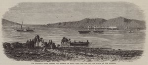 El canal propuesto a través del istmo de Suez, Suez y el Mar Rojo, al sur del istmo (grabado) de English School