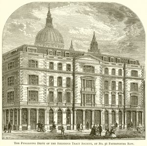El depósito de publicaciones de la Sociedad de Tractos Religiosos, en no. 56 Paternoster Row de English School