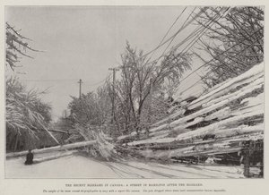 La Reciente Tormenta de Nieve en Canadá, una Calle en Hamilton después de la Tormenta