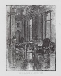 Salón Rojo, Casa Dorchester (litografía) de English School
