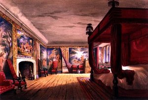 La Habitación Roja, Casa Cotehele, c.1830-40 (litografía en color) de English School