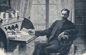 El reverendo Hugh Price Hughes en su estudio (litografía)