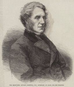 El Muy Honorable Edward Cardwell, MP, Secretario de Estado para las Colonias de English School