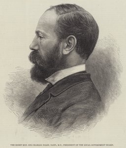 El muy honorable Sir Charles Dilke, baronet, MP, presidente de la Junta de Gobierno Local (grabado) de English School
