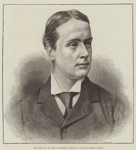 El muy honorable el conde de Rosebery, secretario de Estado para Asuntos Exteriores de English School