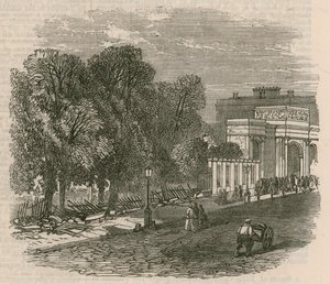 El motín en Hyde Park: Las vallas rotas en Hyde Park Corner de English School