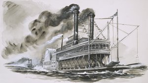 El Robert E Lee lidera al Natchez en su famosa carrera por el río Mississippi de English School