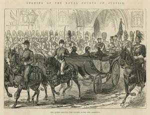 Los Tribunales Reales de Justicia: La Reina saliendo de los Tribunales después de la ceremonia de English School