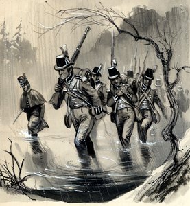 Los Marines Reales luchando contra los Americanos en los Grandes Lagos en la guerra con los Estados Unidos