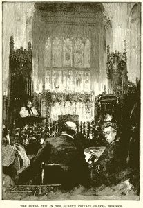 El banco real en la capilla privada de la Reina, Windsor de English School