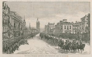 La procesión real regresando de la Abadía de Westminster por Whitehall de English School
