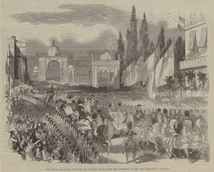 La procesión real a través de la Gran Plaza, con los pabellones en el puerto de Scharbeck, Bruselas de English School