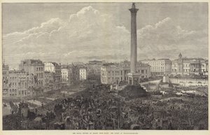 La revisión real de tropas de Egipto, la escena en Trafalgar-Square de English School