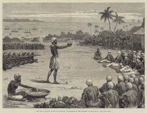 Los príncipes marineros en las islas Fiyi, encantamiento del Yangona o cuenco de Kava de English School