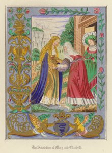 El saludo de María e Isabel (litografia en color) de English School