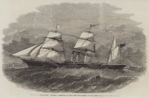 El barco de vapor de tornillo "Indian", llegada del primer destacamento del 100º Regimiento en el Mersey (grabado) de English School