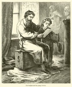 El Escultor y el joven Pintor de English School