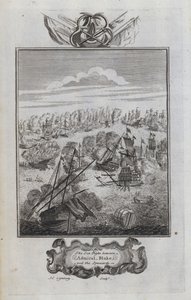 La batalla naval entre el almirante Blake y los españoles (grabado) de English School