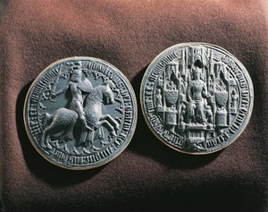 El sello del rey Eduardo III de Inglaterra (metal) de English School