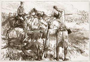 Los Sepoys en Buxar, ilustración de Cassells Illustrated History of India de James Grant, pub. 1879 de English School
