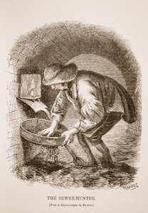 El cazador de alcantarillas, ilustración de London Labour and London Poor de Henry Mayhew, pub. 1862 de English School