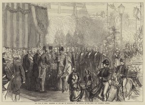El Shah en París, recepción en el Arco de Triunfo por el Prefecto del Sena y el Consejo Municipal de English School