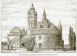 El Shakespeare Memorial Theatre, Stratford-on-Avon (grabado) de English School