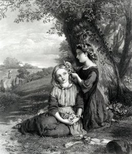 Las hermanas, publicado en el Art Journal, grabado por C. Cousen, 1867 de English School