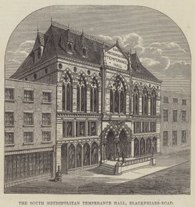El Salón de la Templanza Metropolitana del Sur, Blackfriars-Road (grabado) de English School