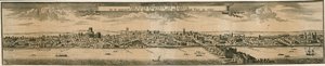 La perspectiva sur de Londres, después del Gran Incendio de 1666 de English School