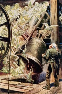 Los espíritus de las campanas, ilustración de The Chimes por Charles Dickens 1845 de English School