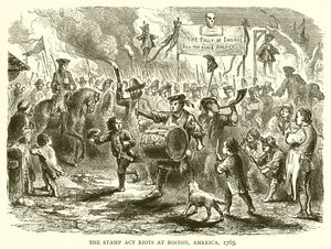 Los Disturbios del Acta del Timbre en Boston, América, 1765
