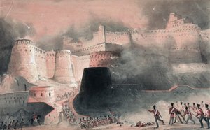 El asalto a la puerta de Kabul en 1839 de English School