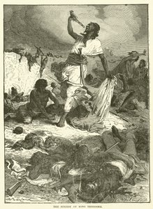 El suicidio del rey Teodoro (grabado) de English School