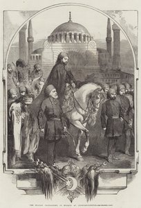 El Sultán dirigiéndose a la Mezquita, en Constantinopla (grabado) de English School