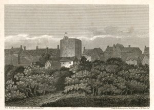 El Teatro del Cisne en Bankside como apareció en 1614 de English School