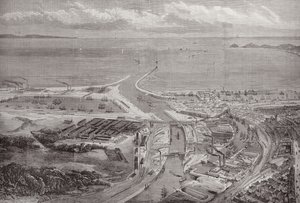 El puerto y los muelles de Swansea, de The Illustrated London News, 22 de octubre de 1881