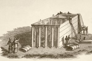 El Tabernáculo en el desierto al descubierto (litografía)