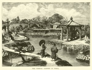 El jardín del templo en Tokio