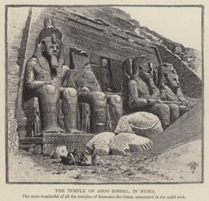 El Templo de Abu Simbel, en Nubia (grabado) de English School