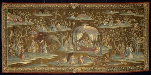 La tienda, de una serie indo-china o india, 1700-25 de English School