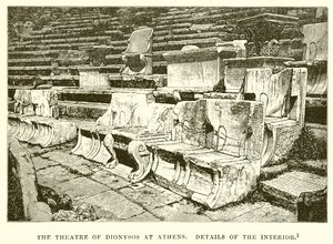 El teatro de Dionisos en Atenas (detalle) de English School