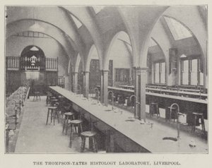 El Laboratorio de Histología Thompson-Yates, Liverpool (grabado) de English School