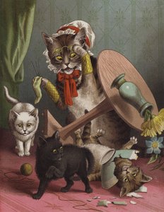 Los tres gatitos (chromolitho) de English School