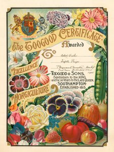 Certificado Toogood de Excelencia en Horticultura